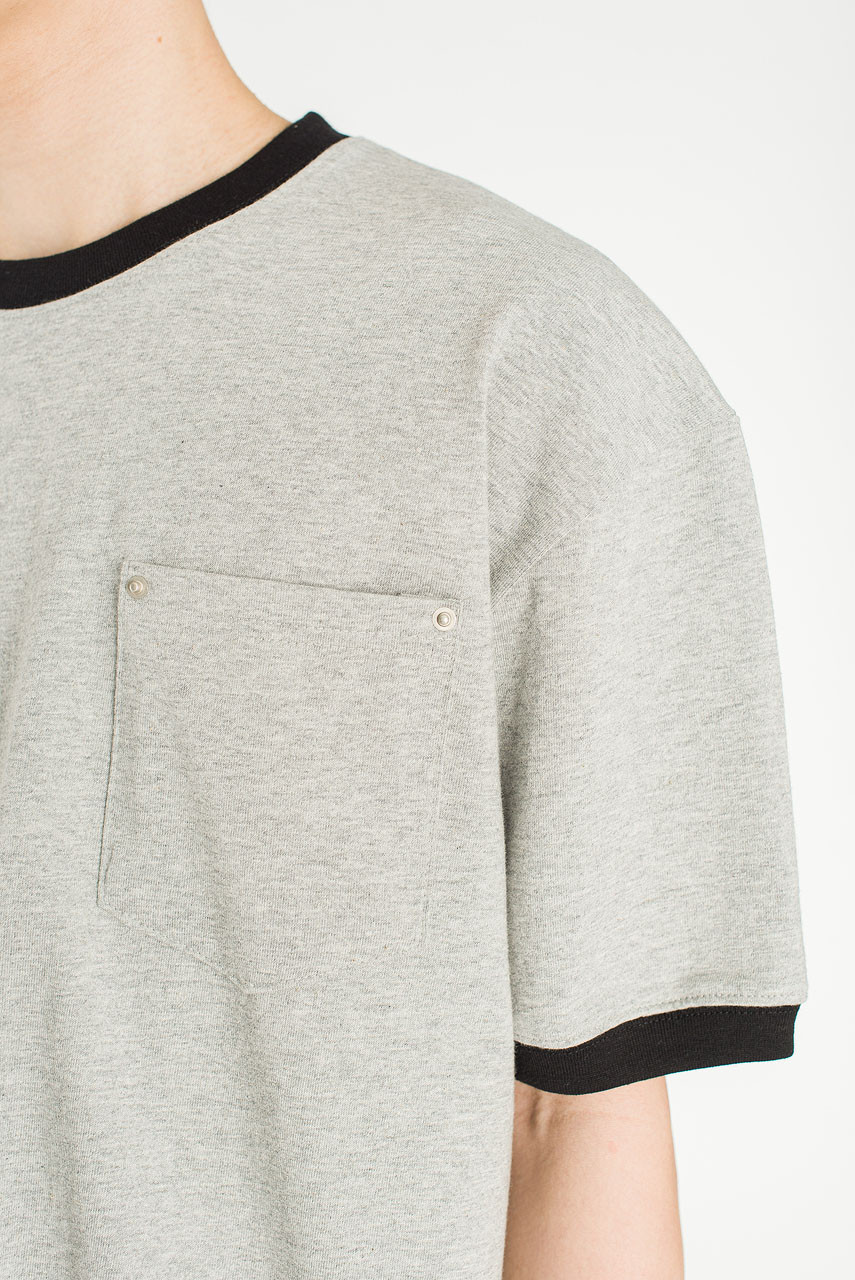 Menswear | Cropped Ringer Tee, Grey
