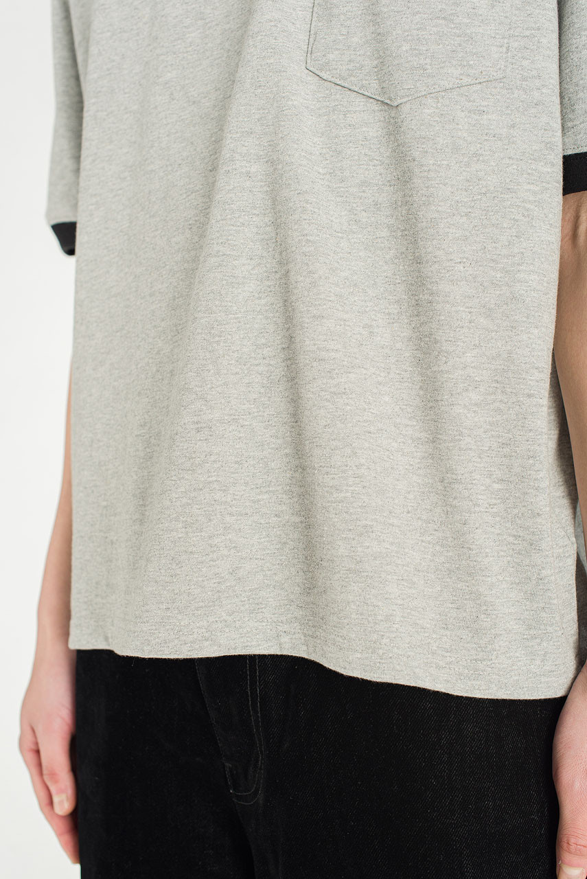 Menswear | Cropped Ringer Tee, Grey