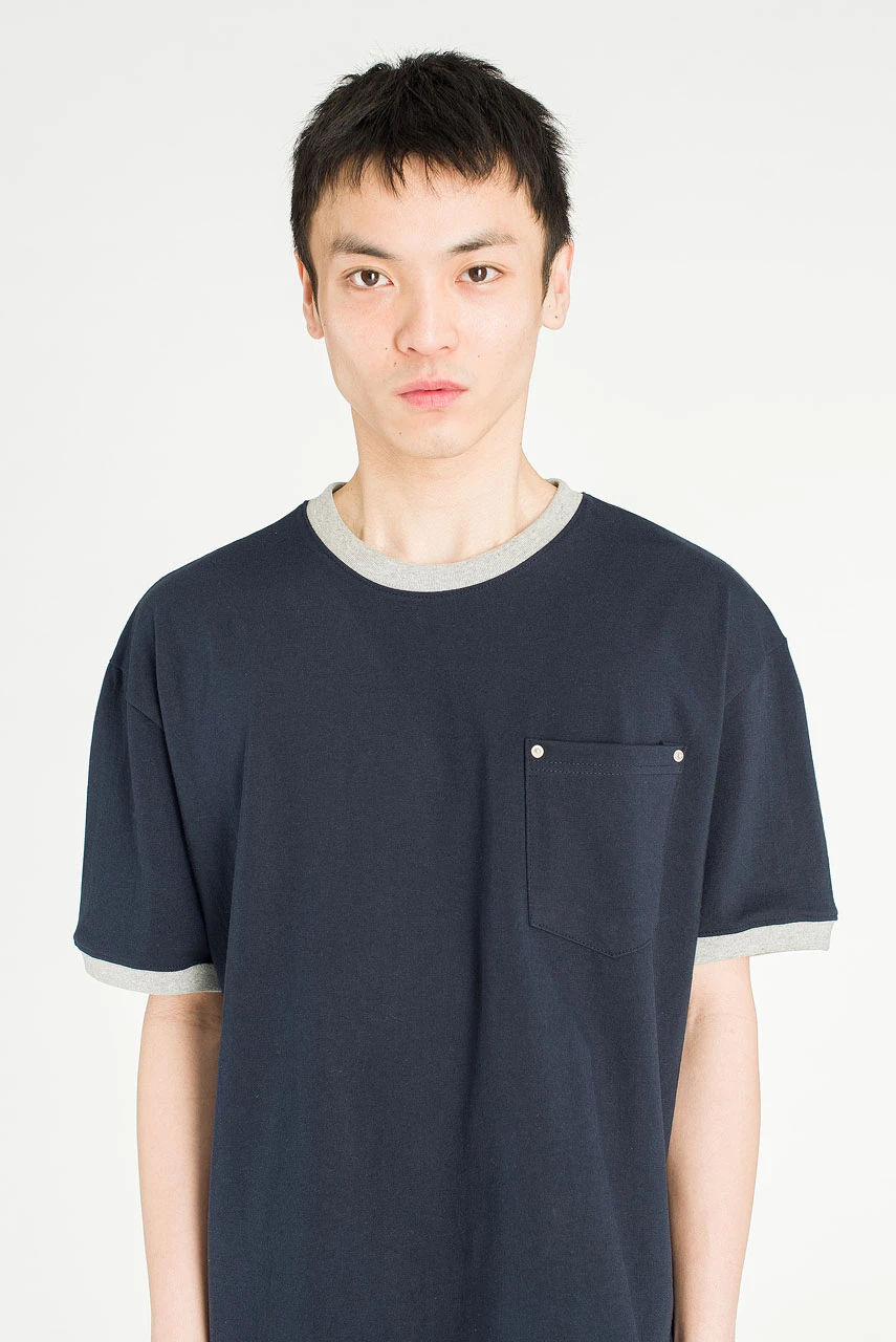 Menswear | Cropped Ringer Tee, Navy