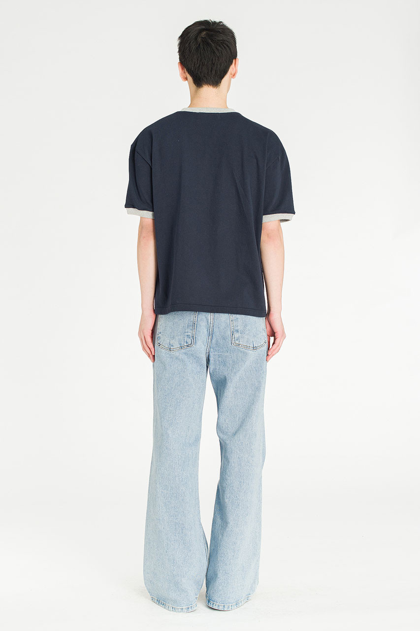 Menswear | Cropped Ringer Tee, Navy