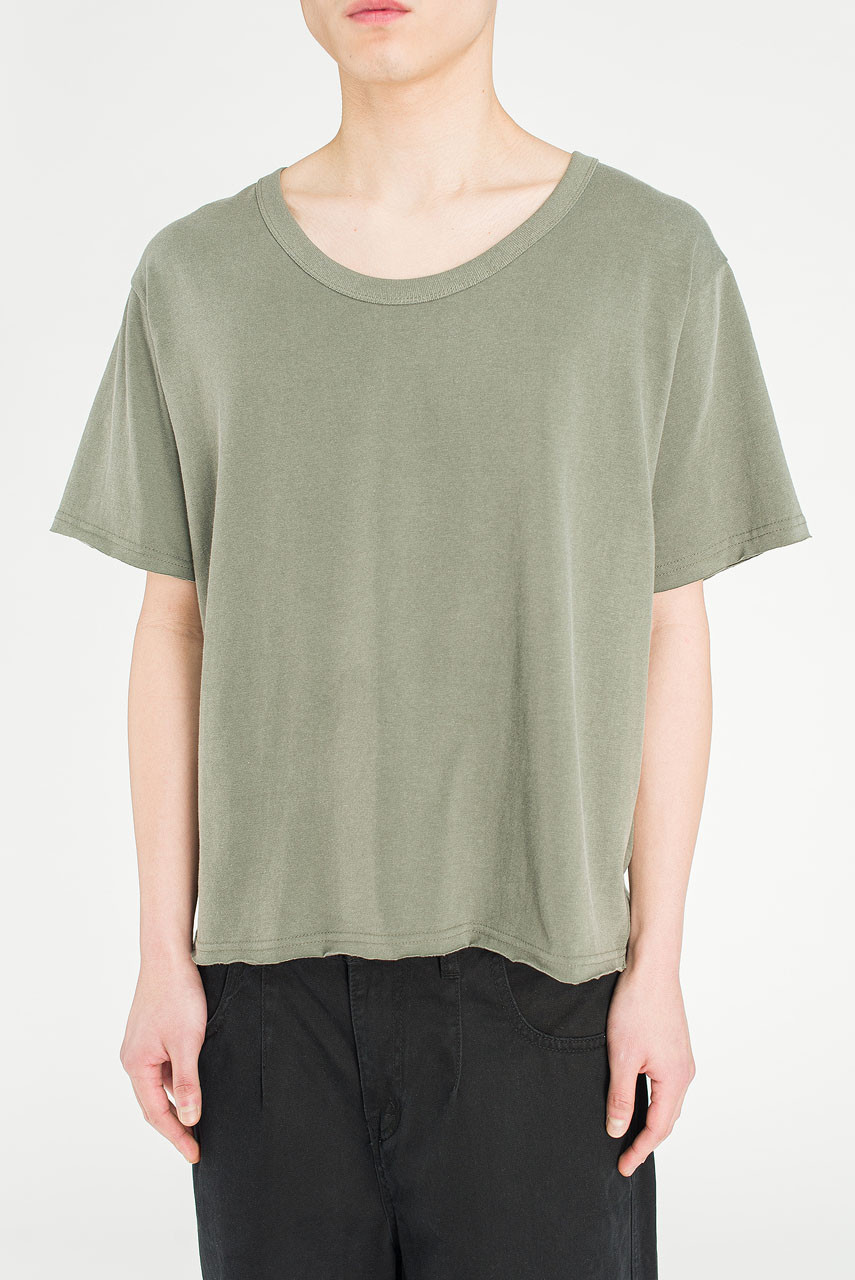 Menswear | U-Neck Crop Tee, Ink Grey