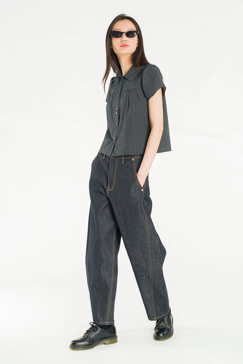 Loam Pop Blouse, Charcoal