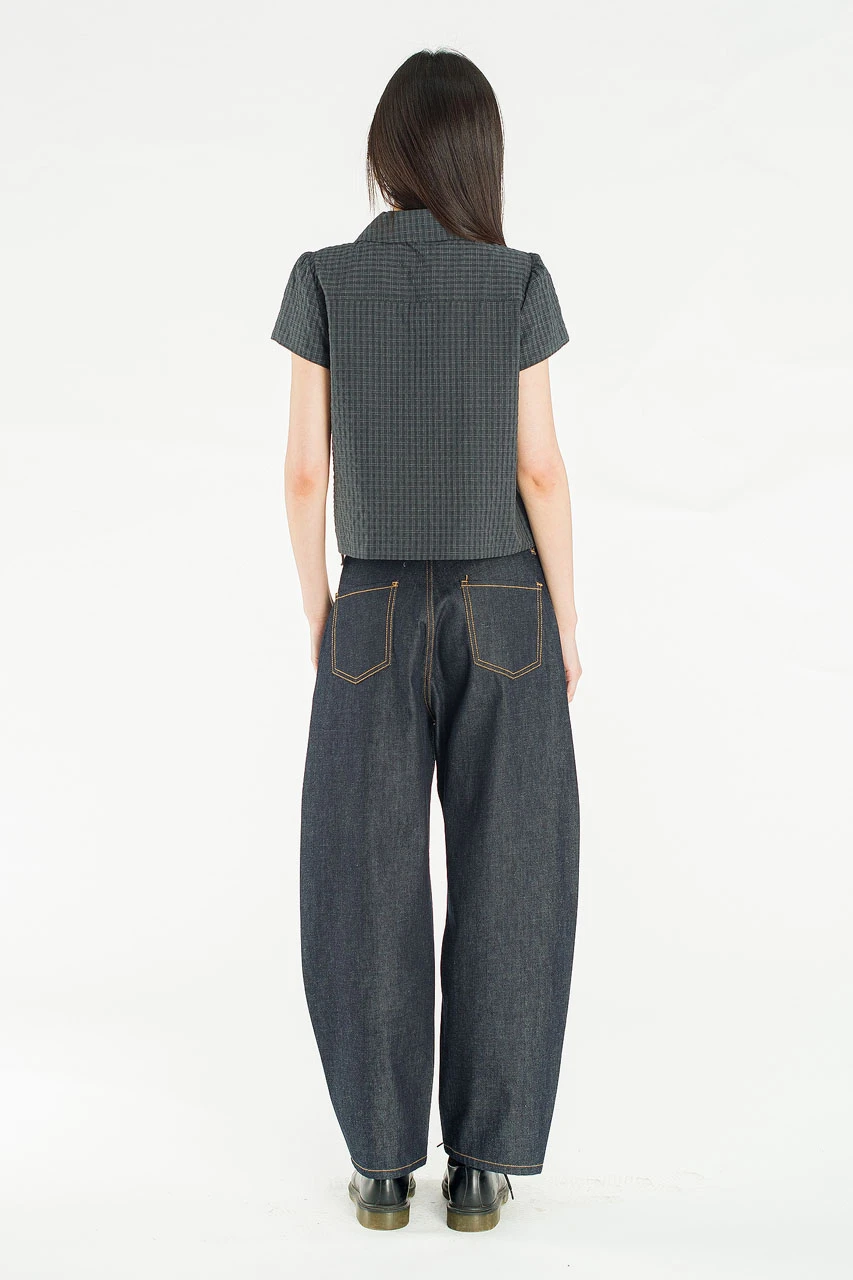 Loam Pop Blouse, Charcoal