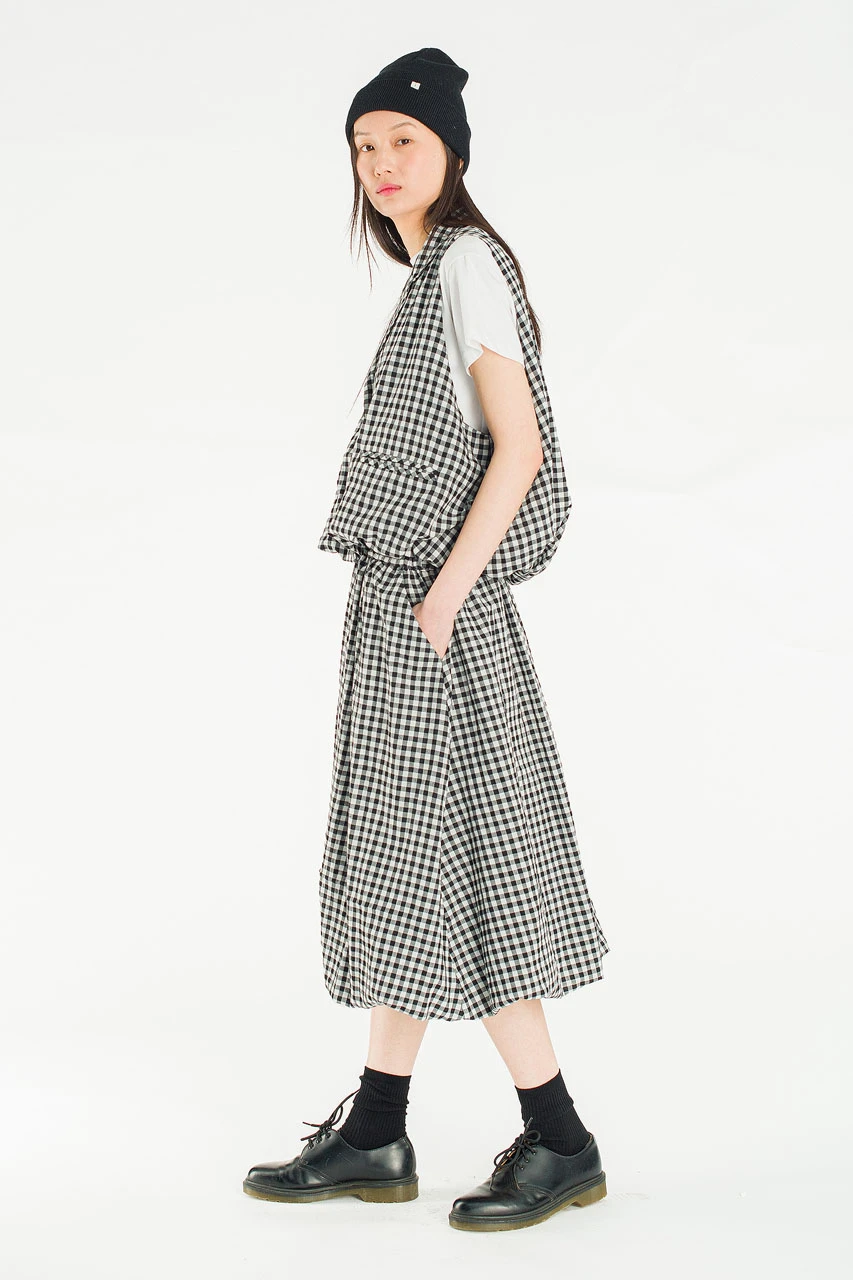 April Gingham Balloon Skirt, Black