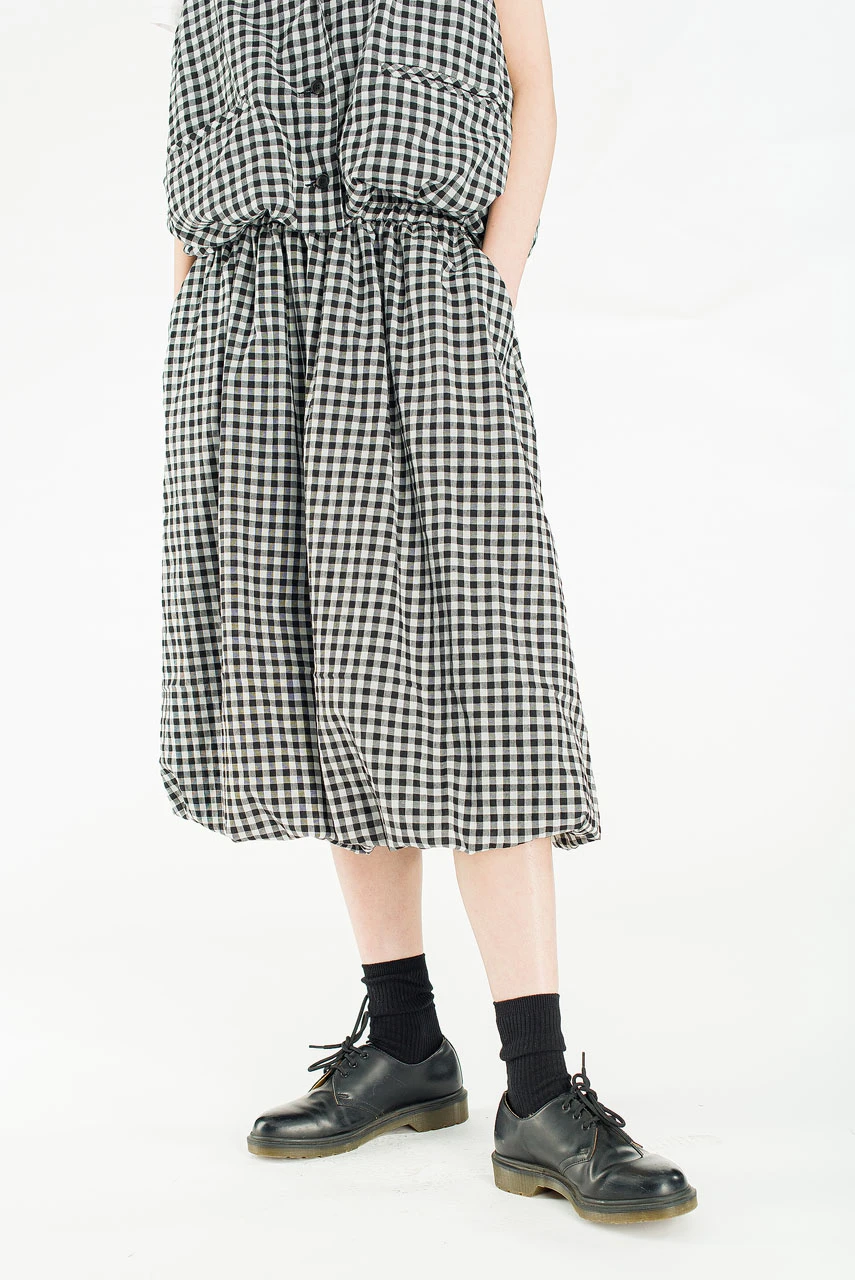 April Gingham Balloon Skirt, Black