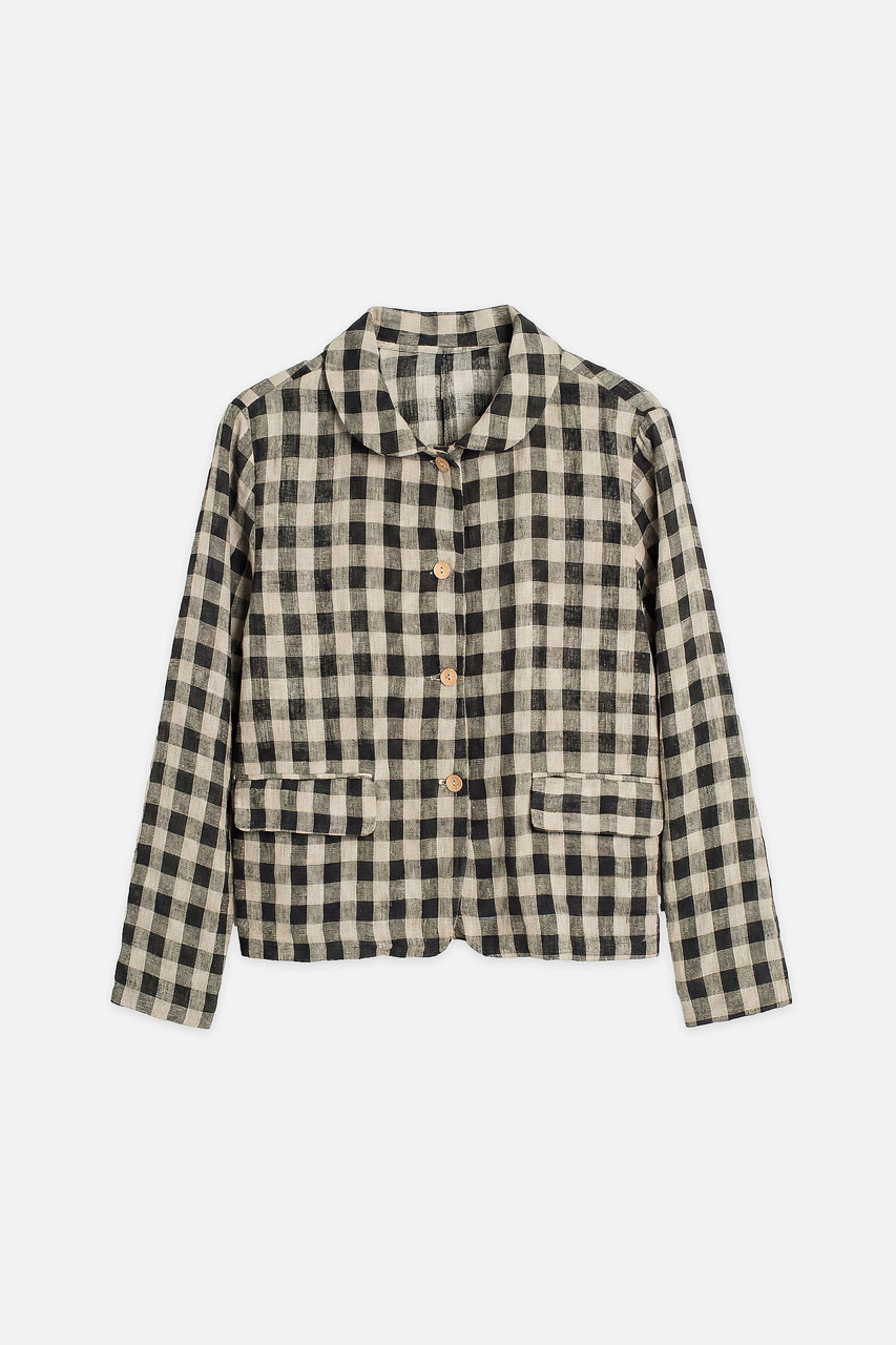 Emile Gingham Check Jacket, Black