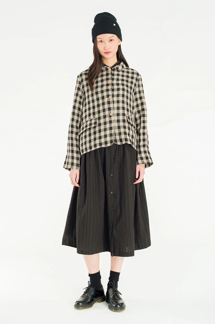 Emile Gingham Check Jacket, Black