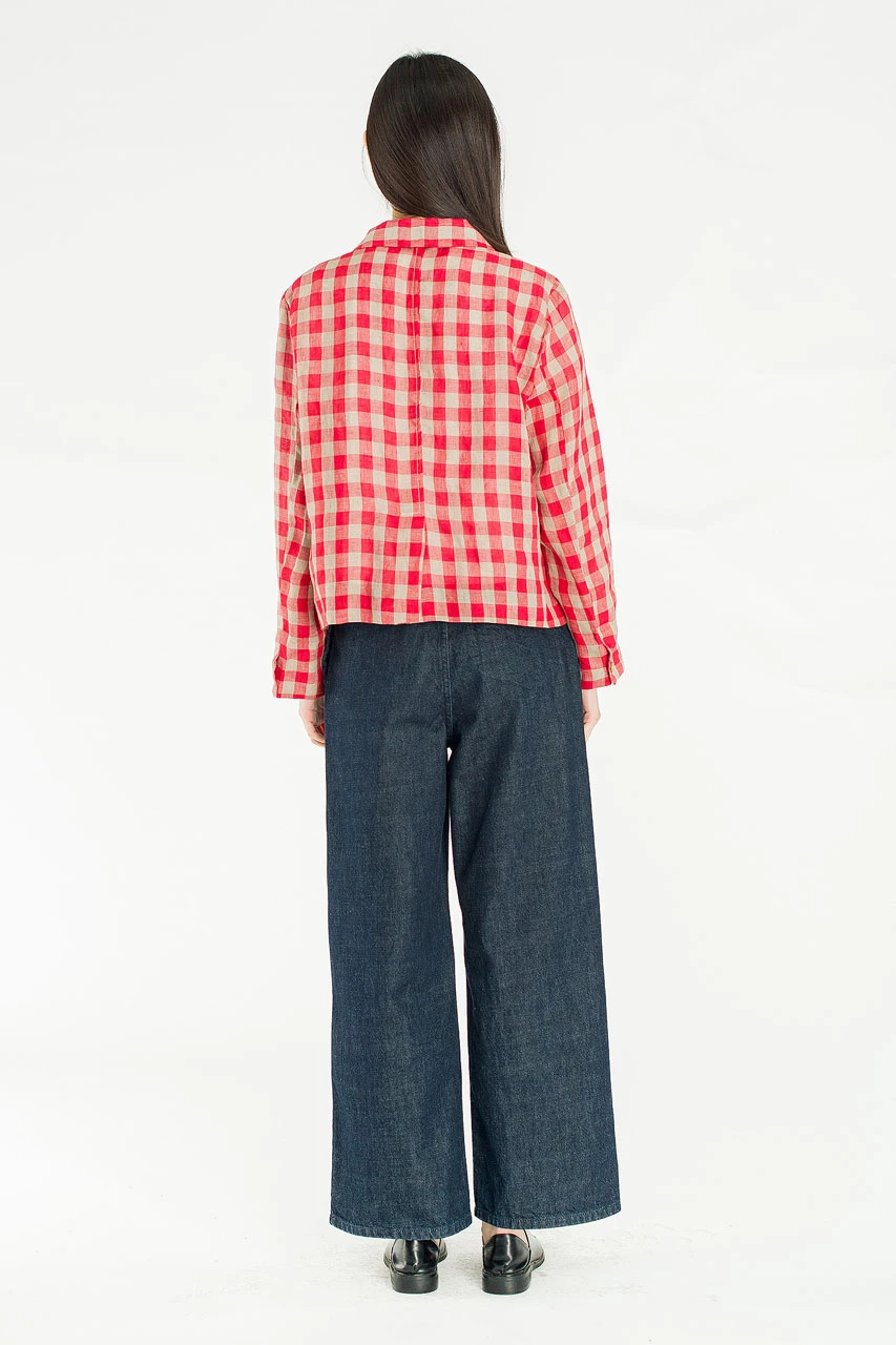 Emile Gingham Check Jacket, Red