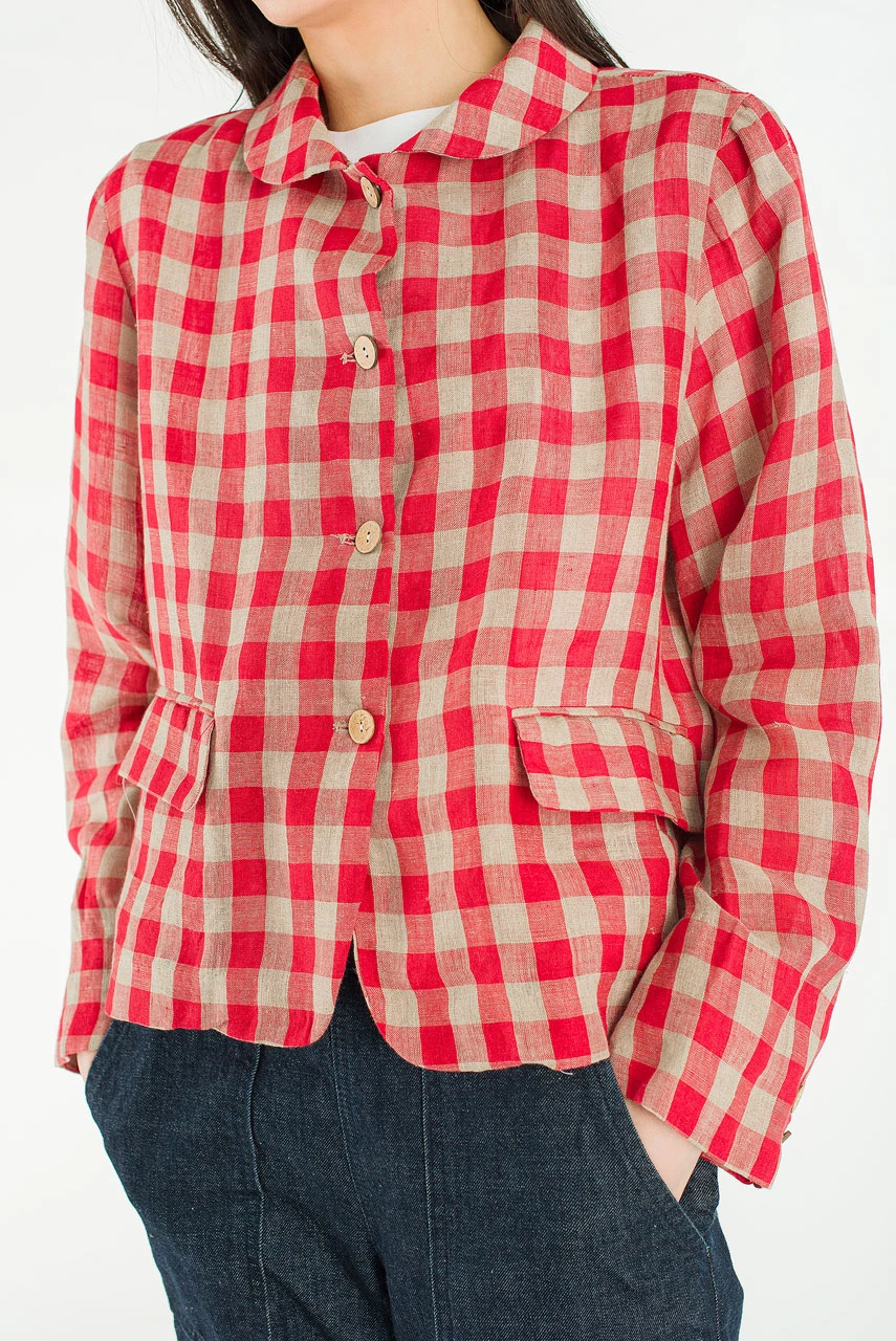 Emile Gingham Check Jacket, Red