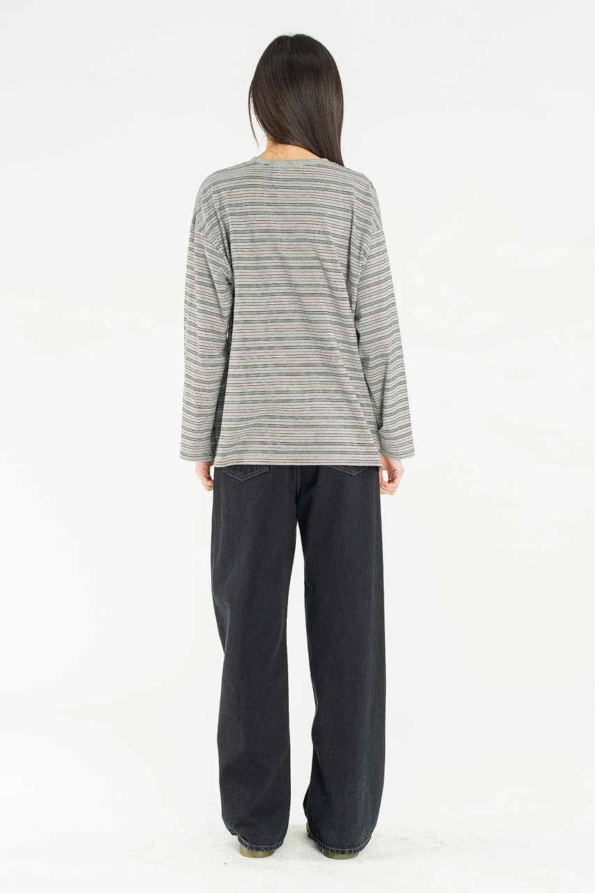 Blooming Double Stripe Tee, Grey