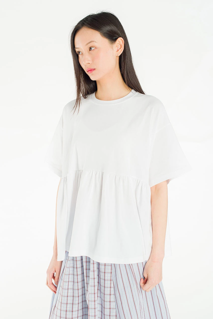 Frill Short Sleeve Tee, Ivory