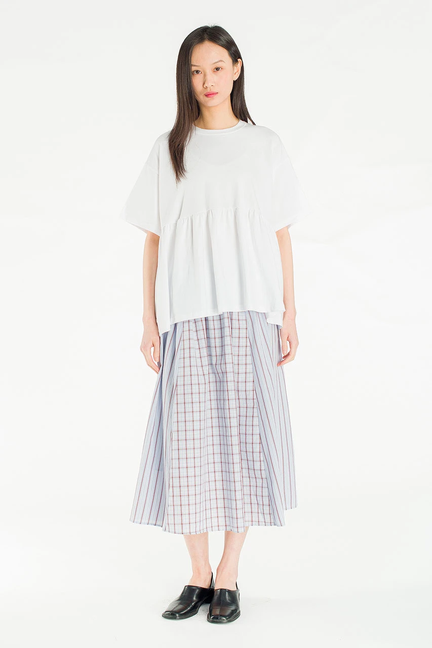 Netti Check Contrast Skirt, Blue