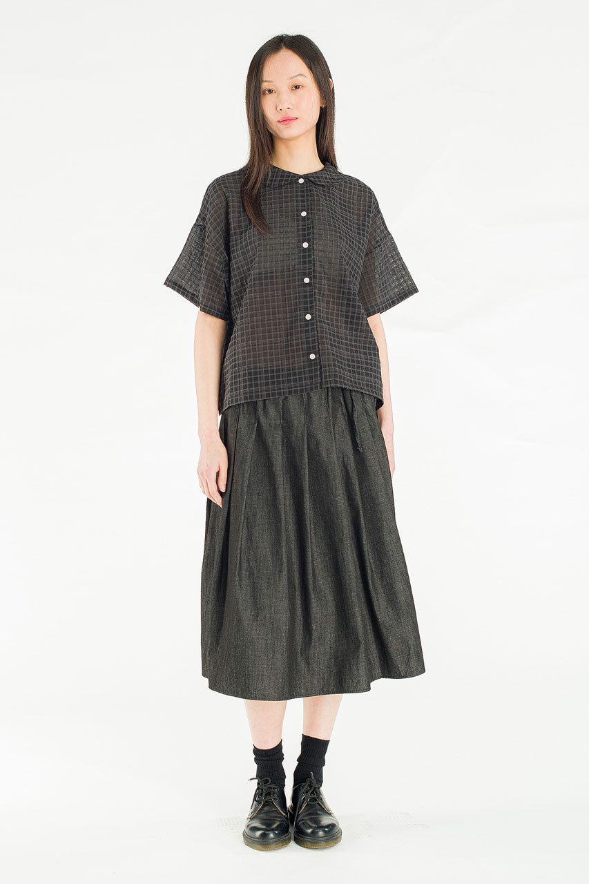 Glam Check Blouse, Black