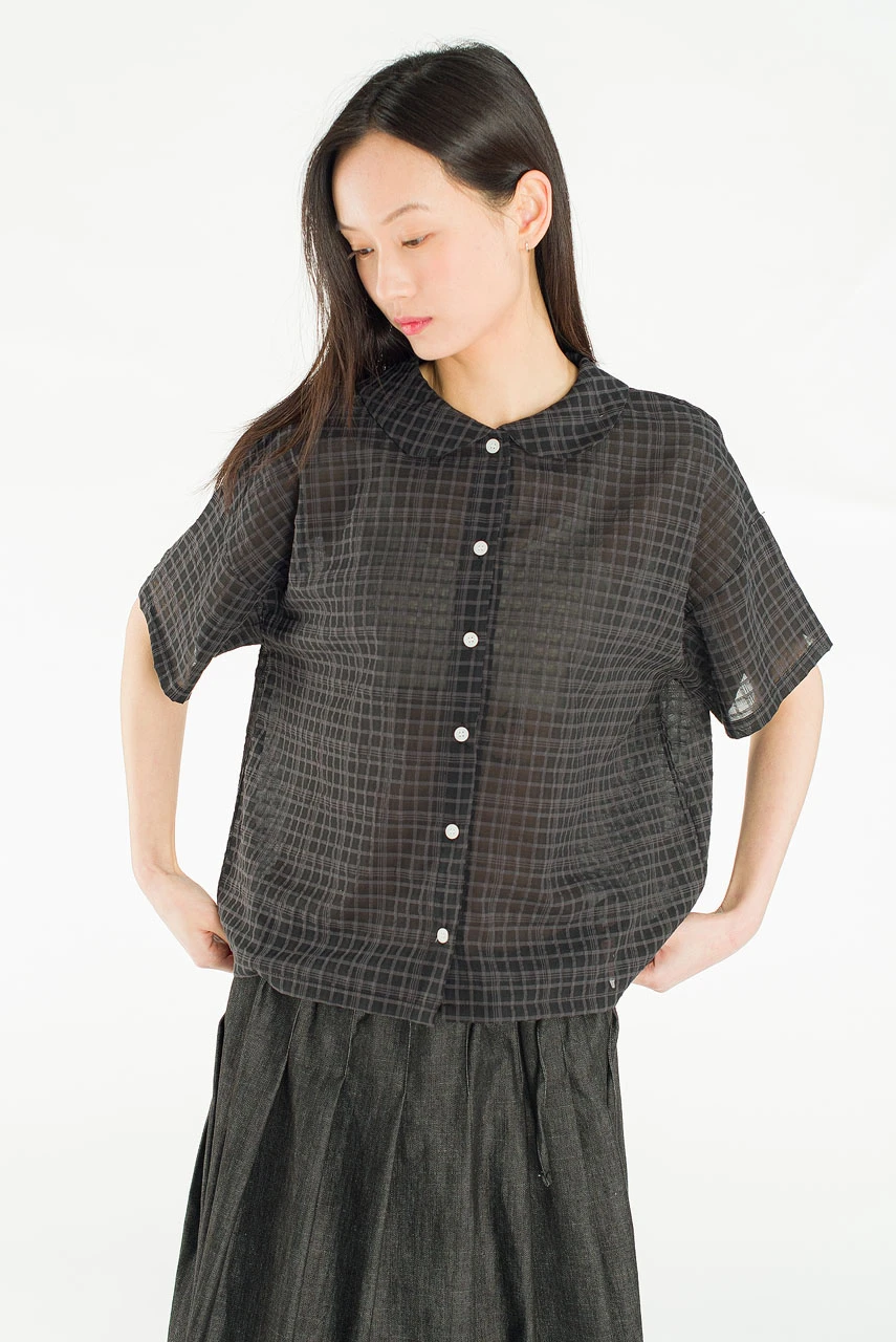 Glam Check Blouse, Black