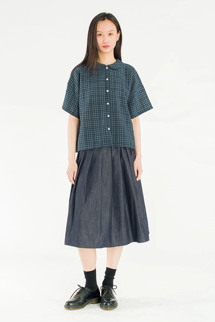 Glam Check Blouse, Green