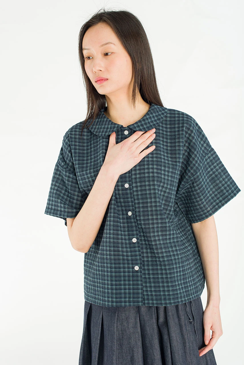 Glam Check Blouse, Green