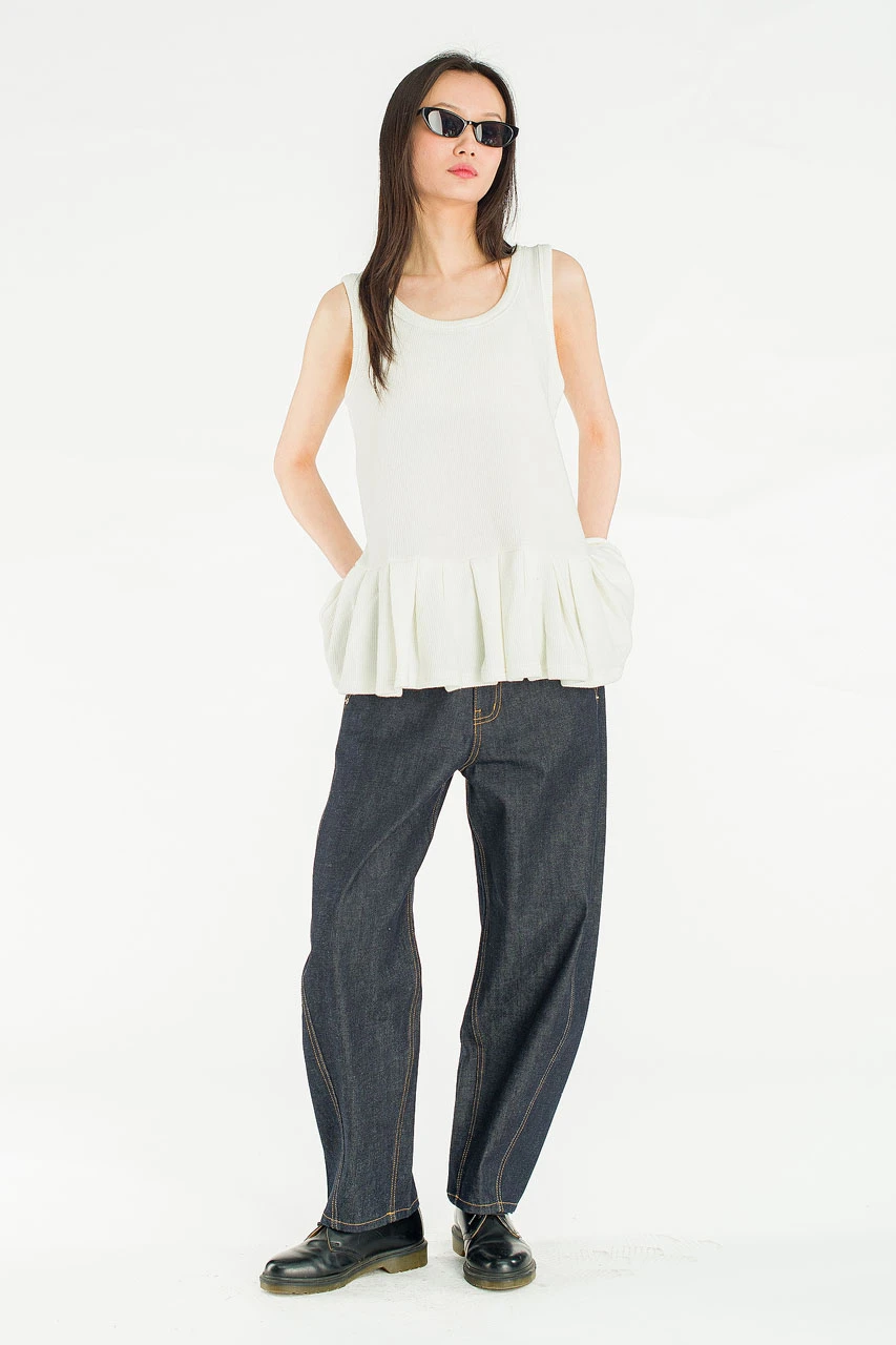 Miel Pleated Detail Tunic, Ivory