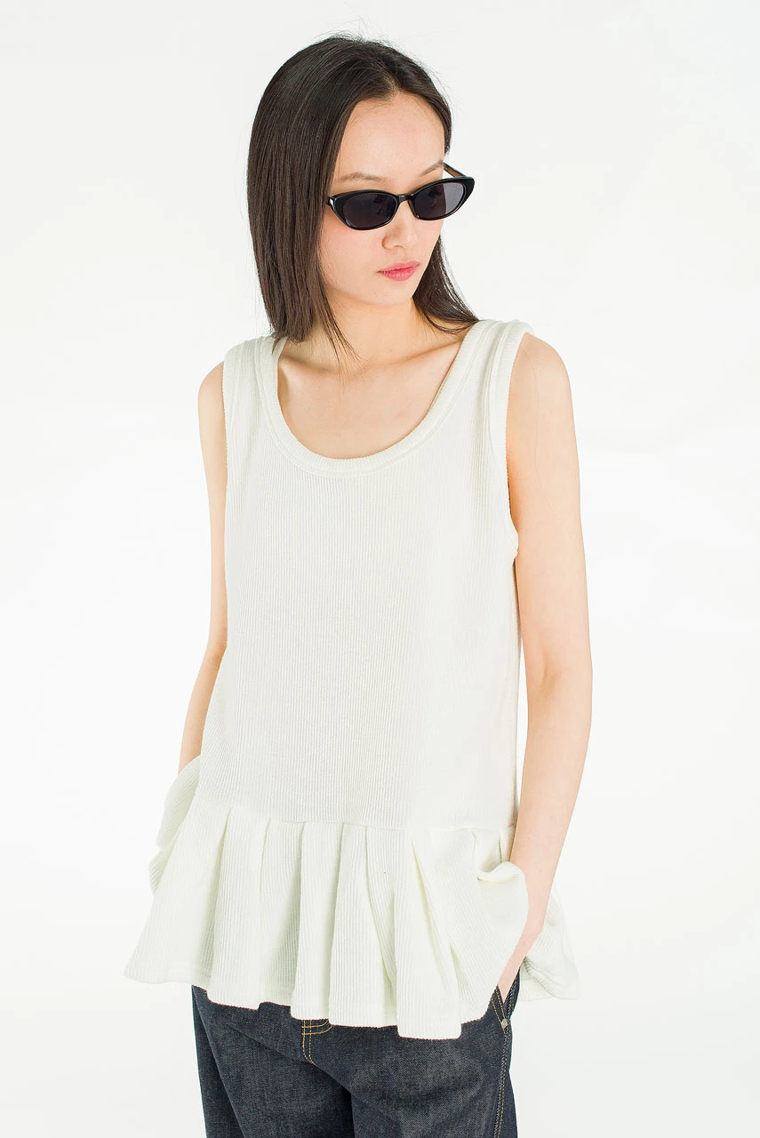 Miel Pleated Detail Tunic, Ivory