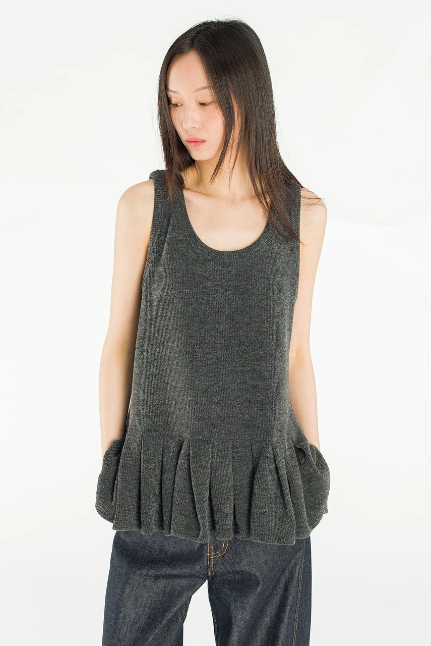Miel Pleated Detail Tunic, Charcoal