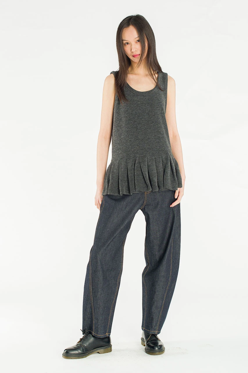 Miel Pleated Detail Tunic, Charcoal