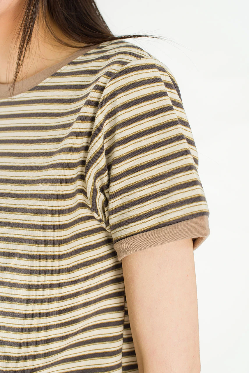 Nelle Stripe Crop Tee, Beige