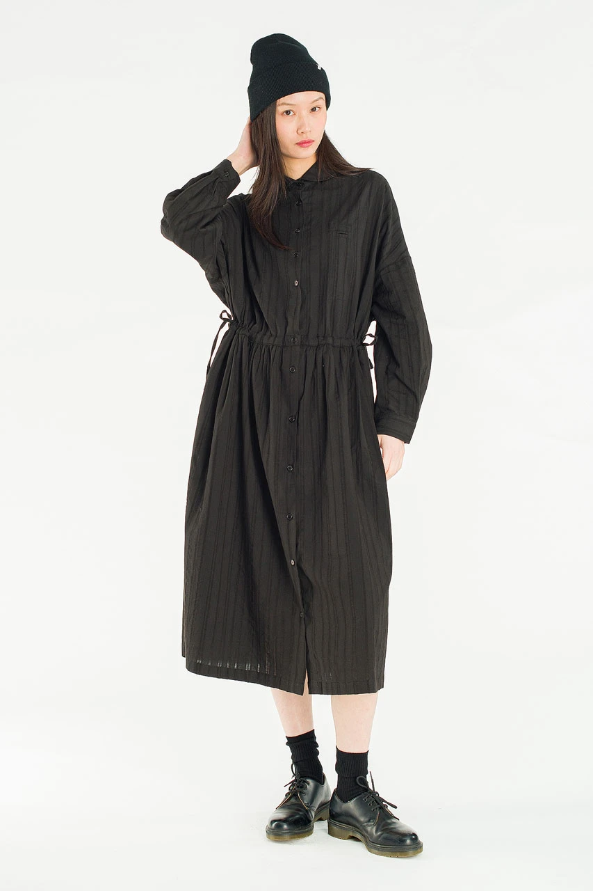 Bea Cotton Shirt Dress, Black