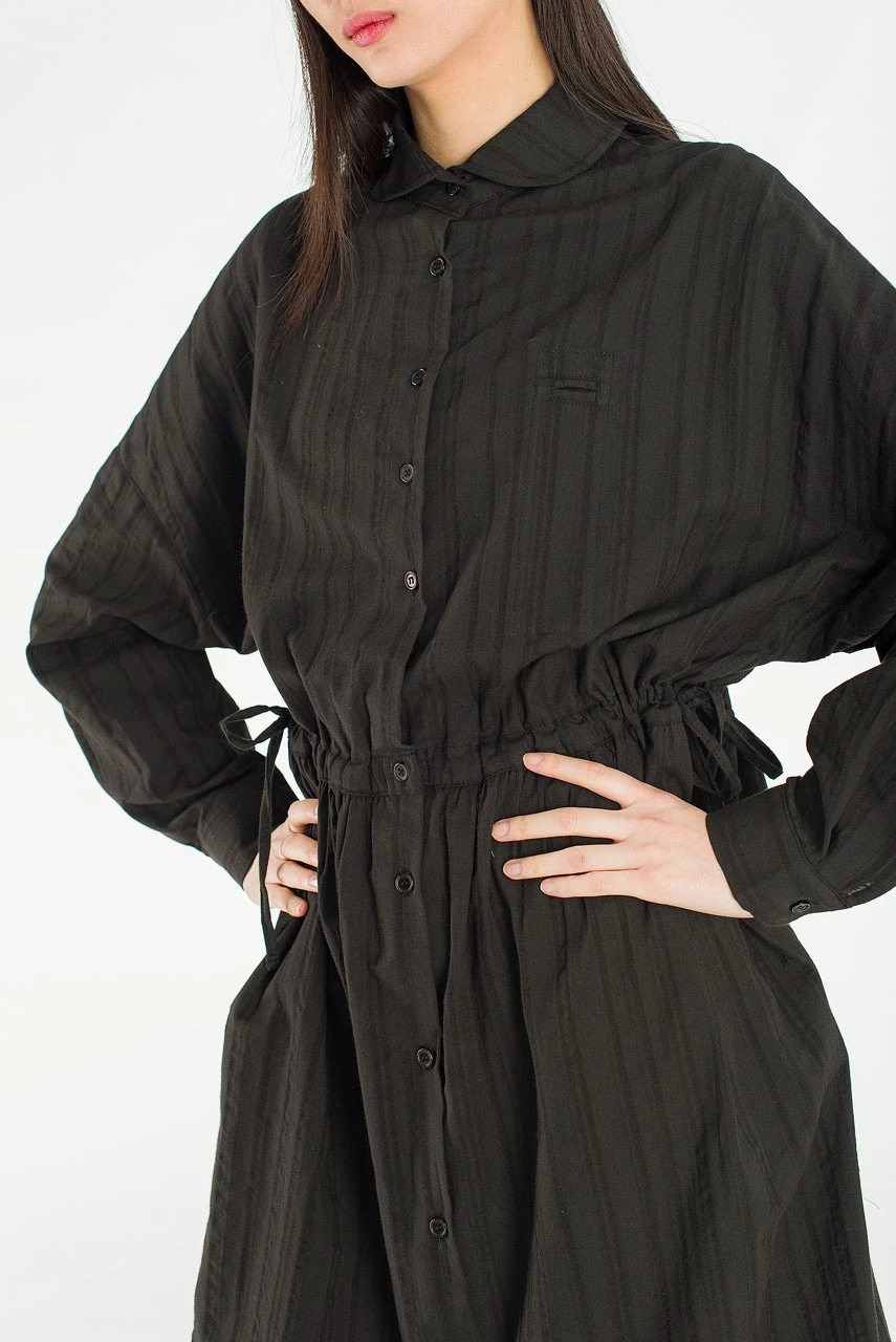 Bea Cotton Shirt Dress, Black