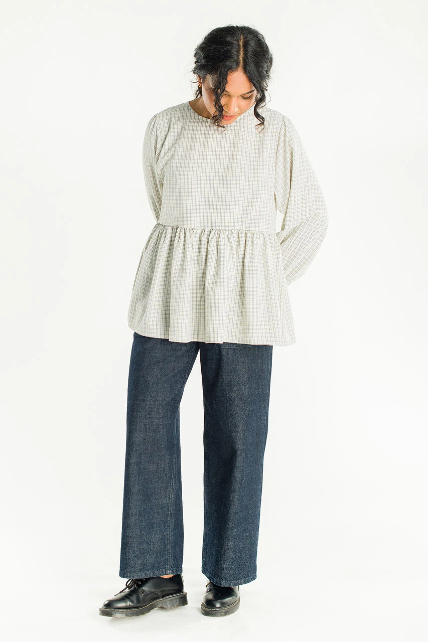 Check Baby Doll Tunic, Ivory