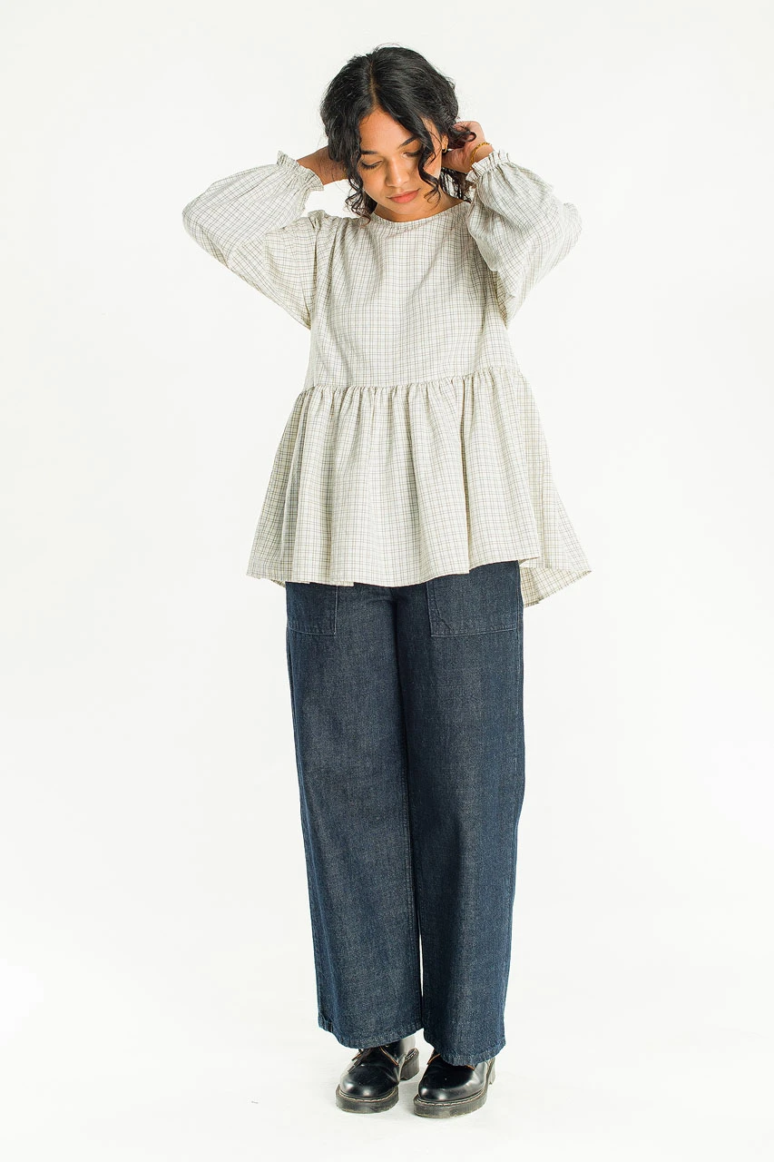 Check Baby Doll Tunic, Ivory