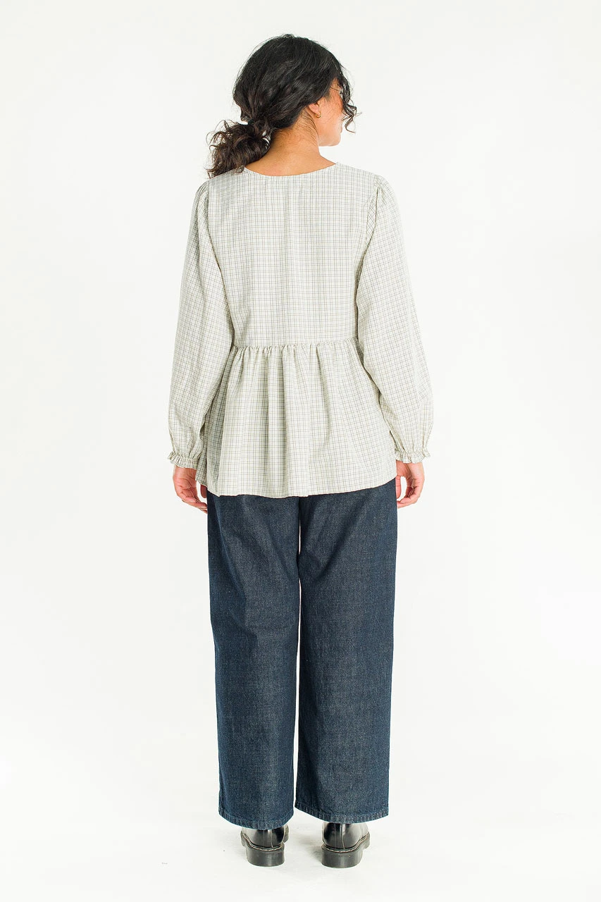 Check Baby Doll Tunic, Ivory