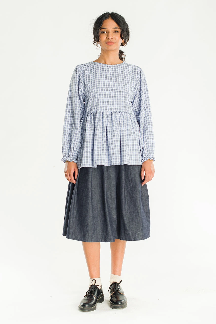 Check Baby Doll Tunic, Blue