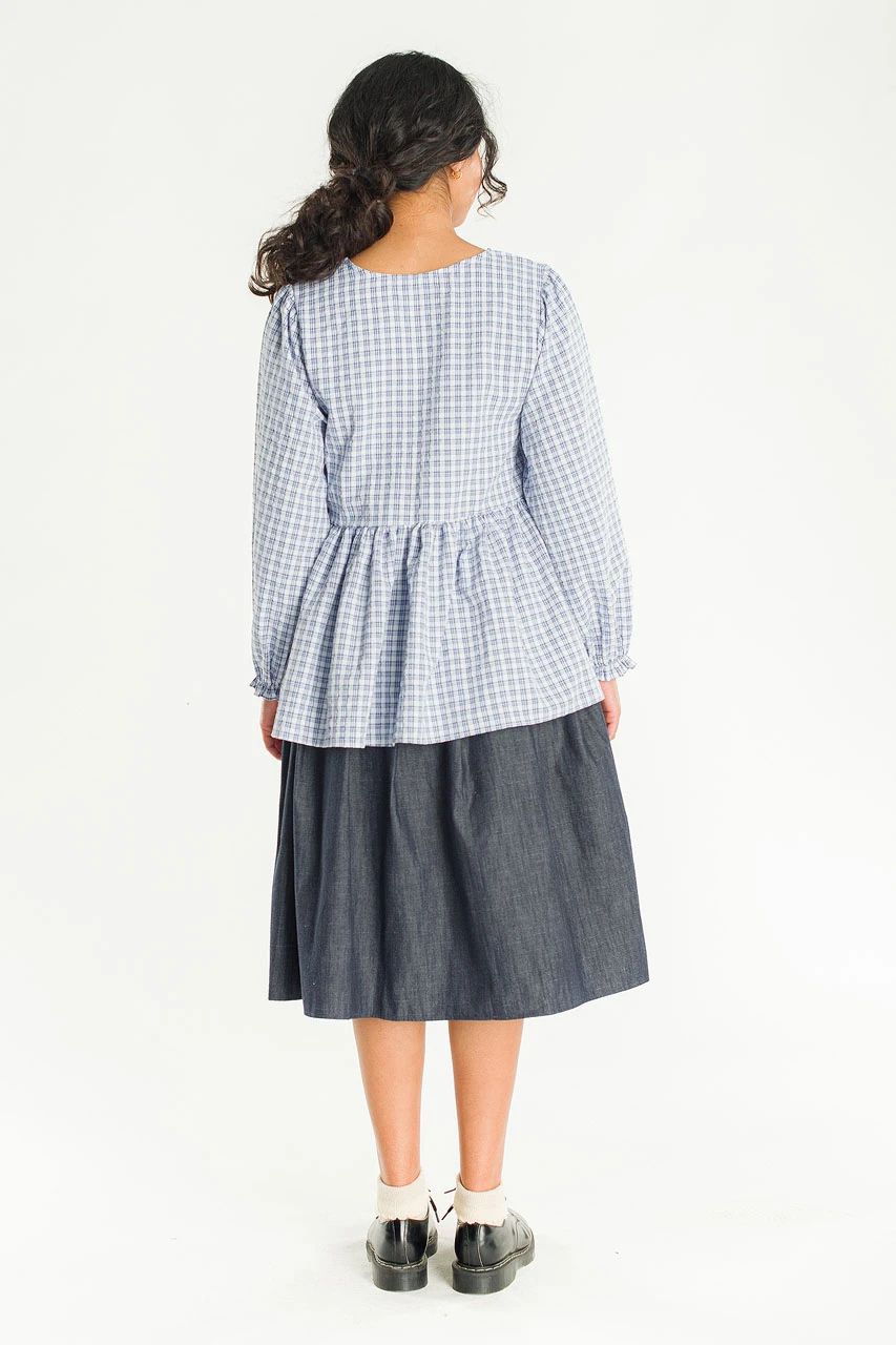 Check Baby Doll Tunic, Blue
