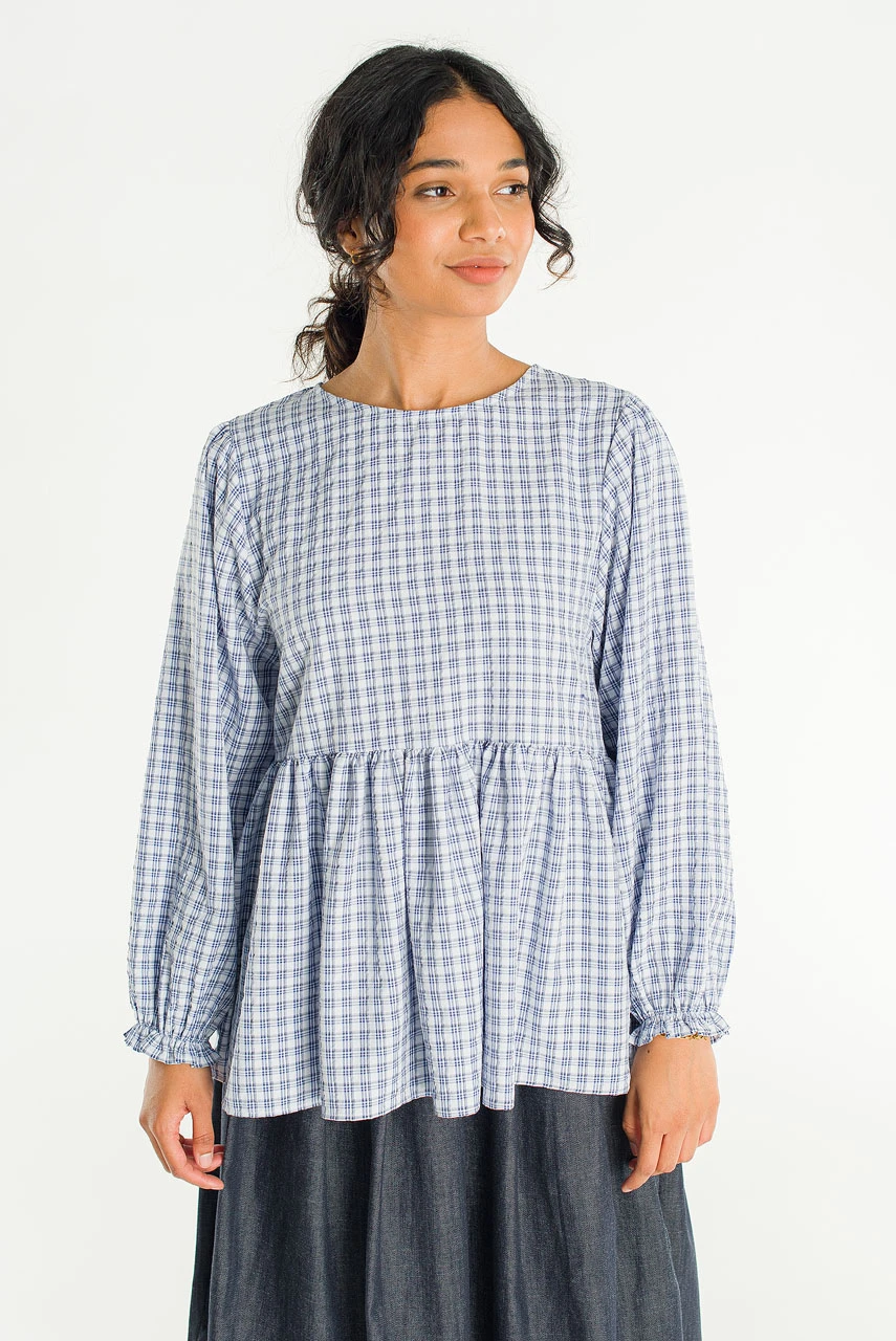 Check Baby Doll Tunic, Blue