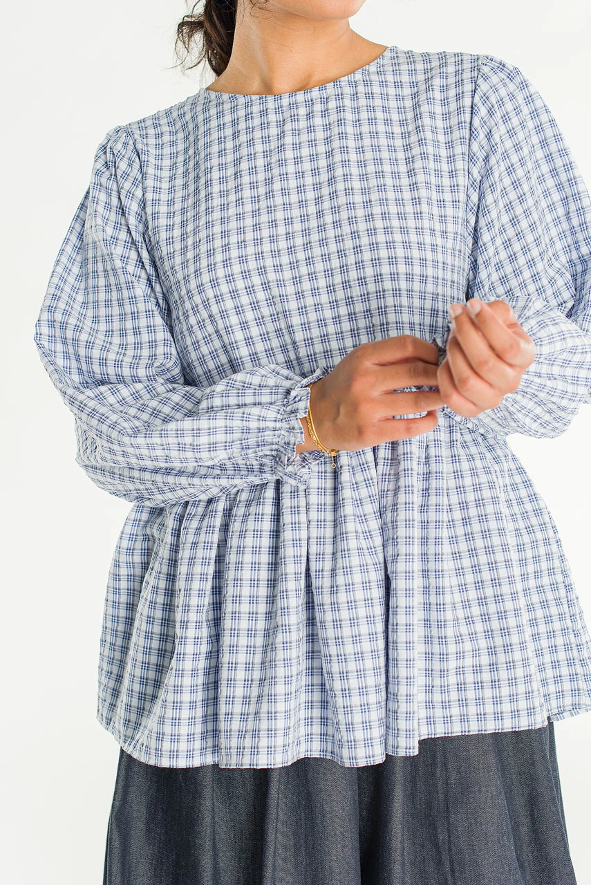 Check Baby Doll Tunic, Blue