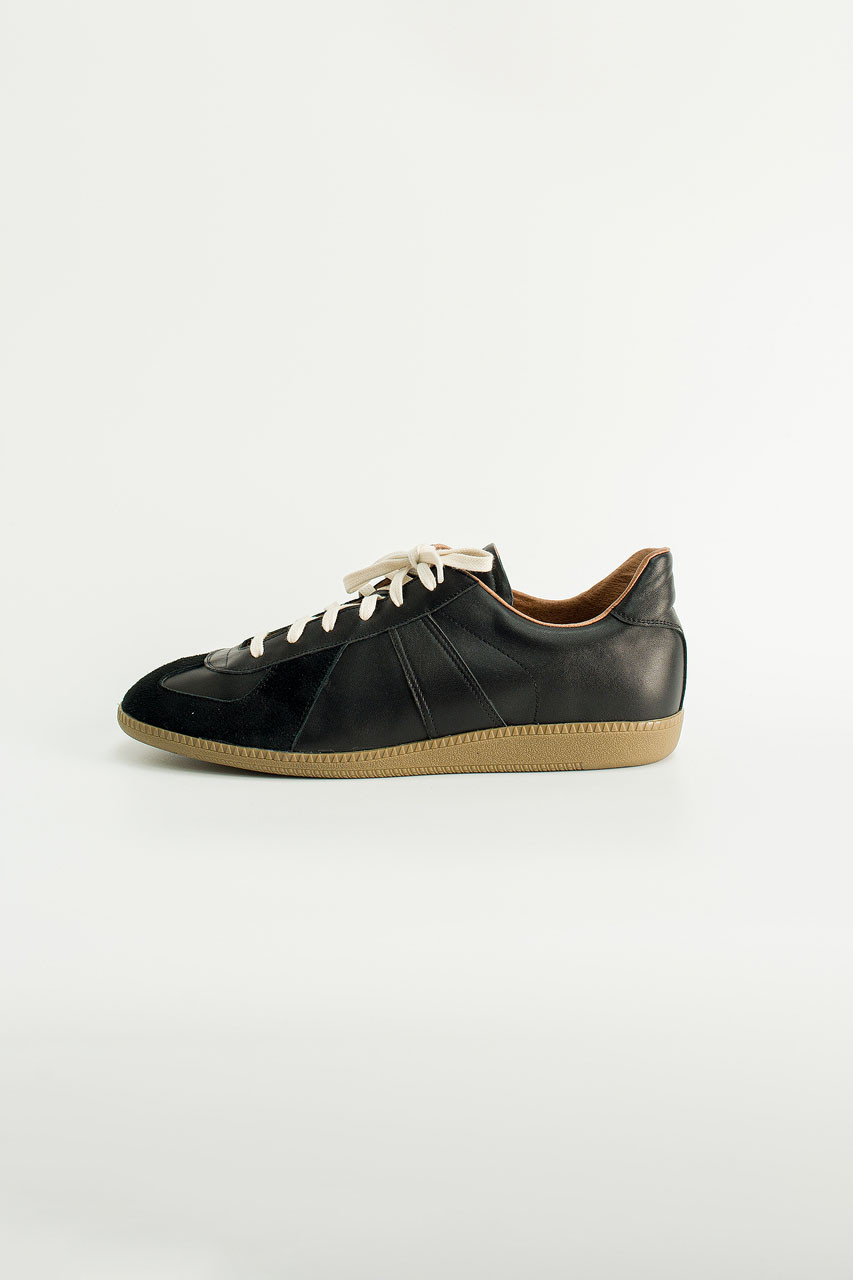 Menswear | Leather Army Trainer, Black