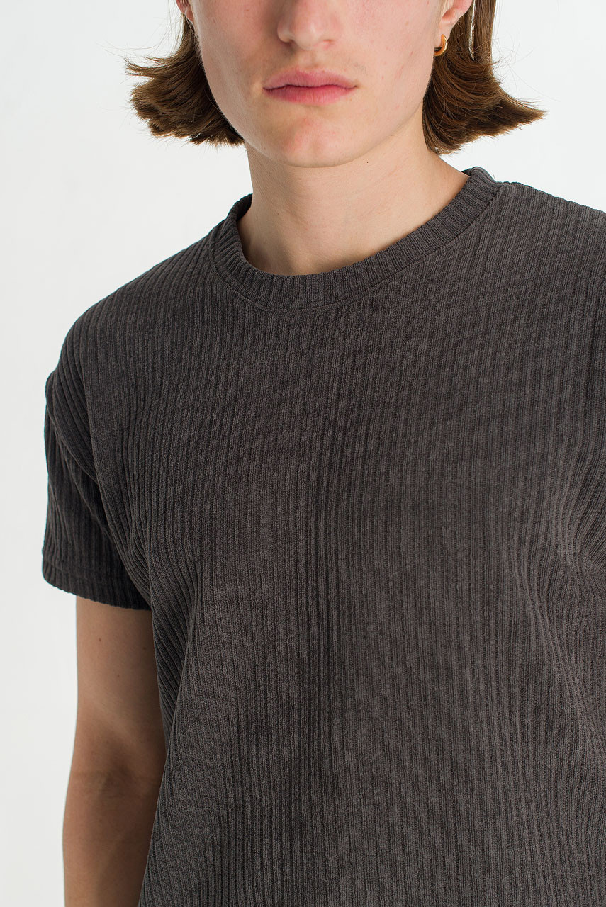 Menswear | Tonal Sheen Tee, Charcoal