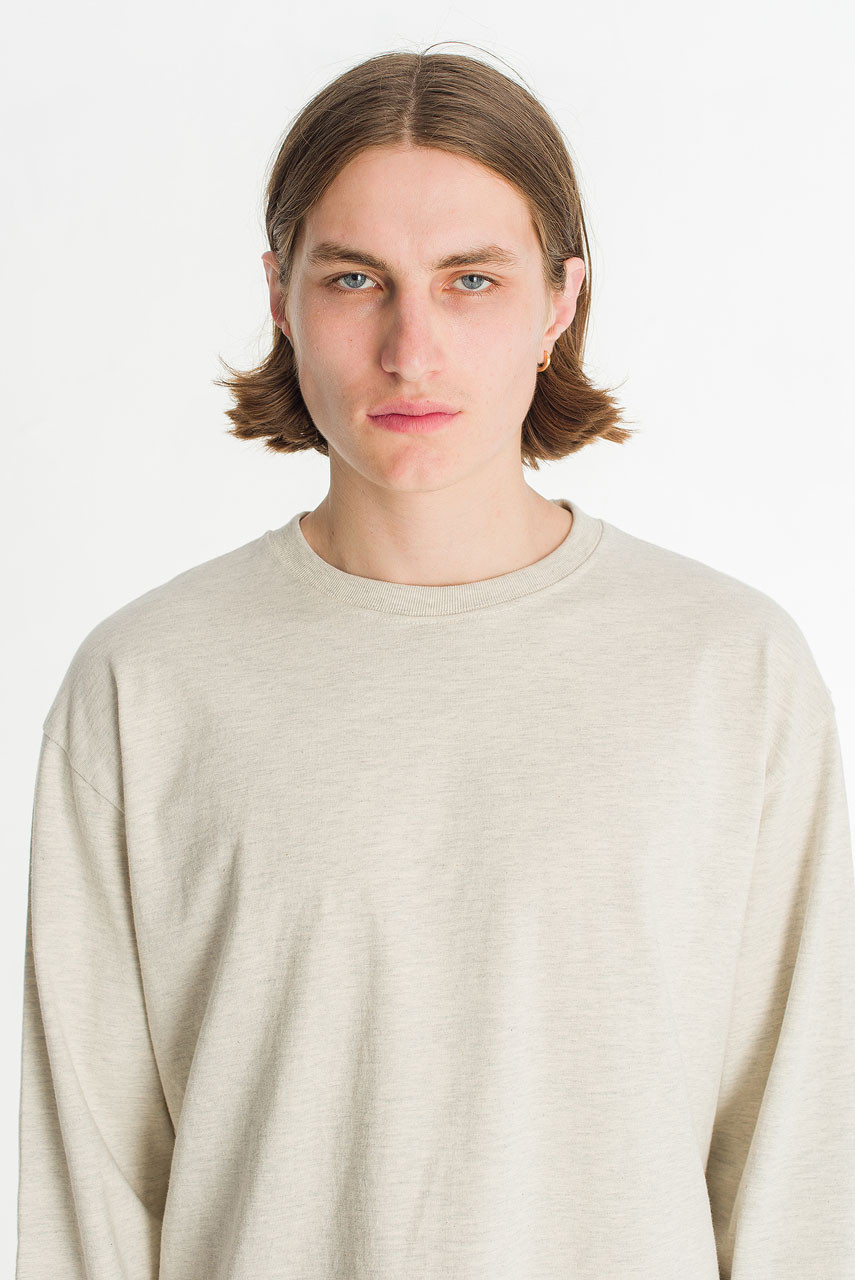 Menswear | Cropped Long-Sleeve Tee, Oat Melange
