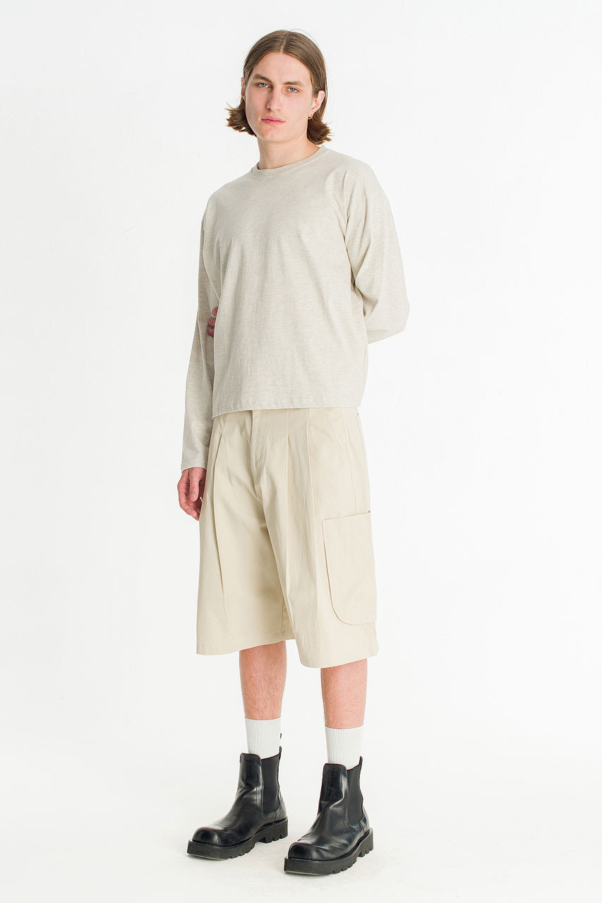 Menswear | Cropped Long-Sleeve Tee, Oat Melange