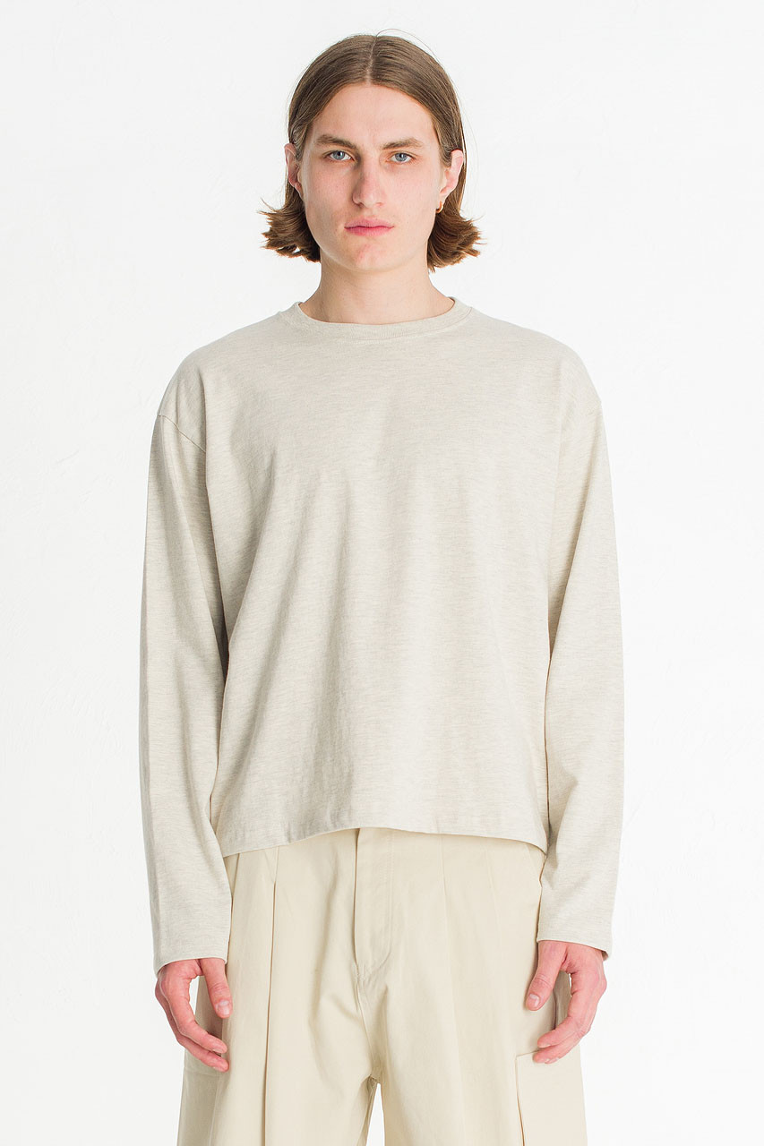 Menswear | Cropped Long-Sleeve Tee, Oat Melange