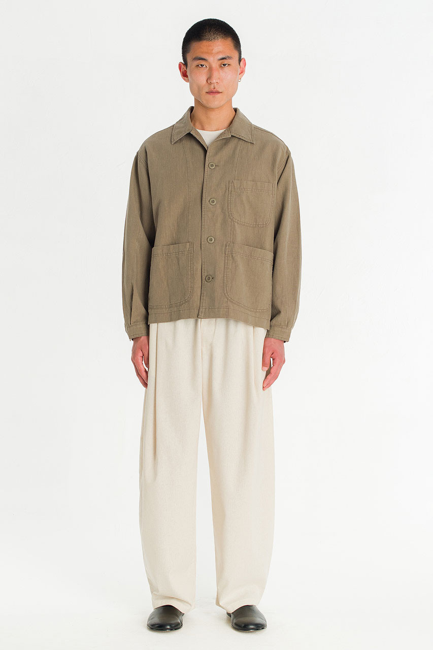 Menswear | Linen Workwear Jacket, Khaki