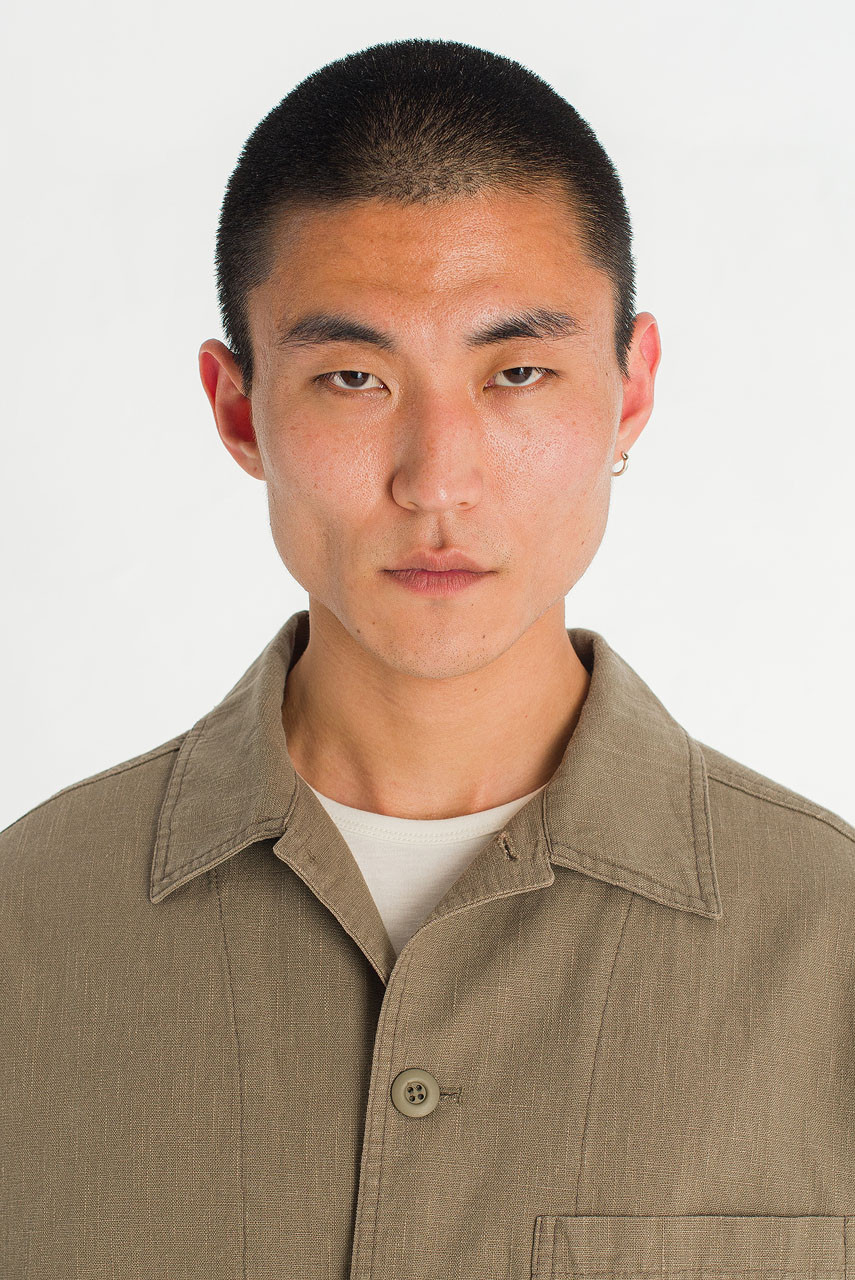 Menswear | Linen Workwear Jacket, Khaki