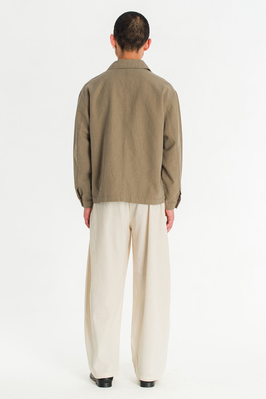 Menswear | Linen Workwear Jacket, Khaki