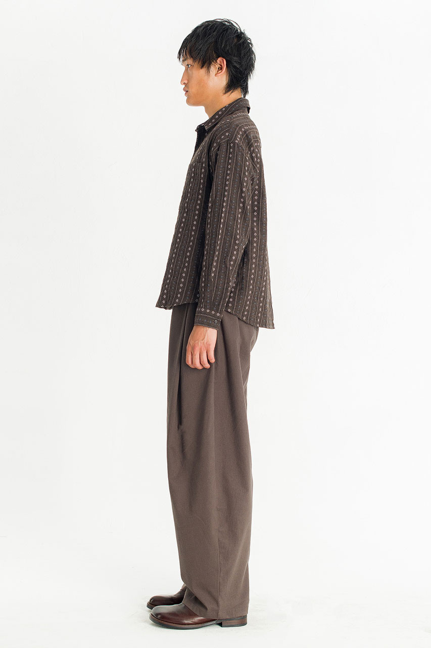 Menswear | Embroidered Crop Shirt, Brown