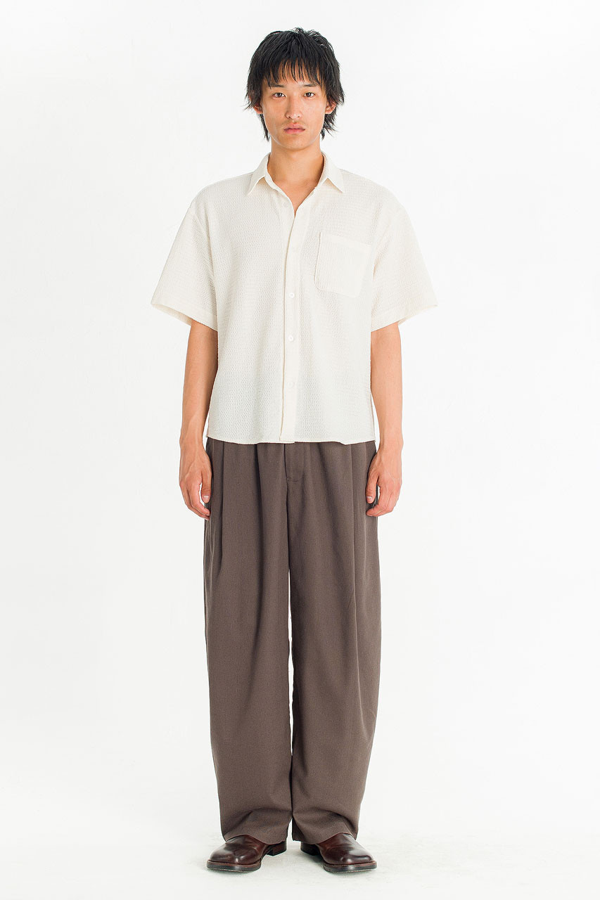 Menswear | Cropped Boucle Shirt, Ivory