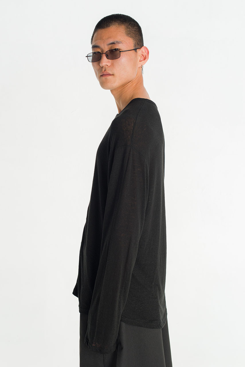 Menswear | Slub Cardi Tee, Black