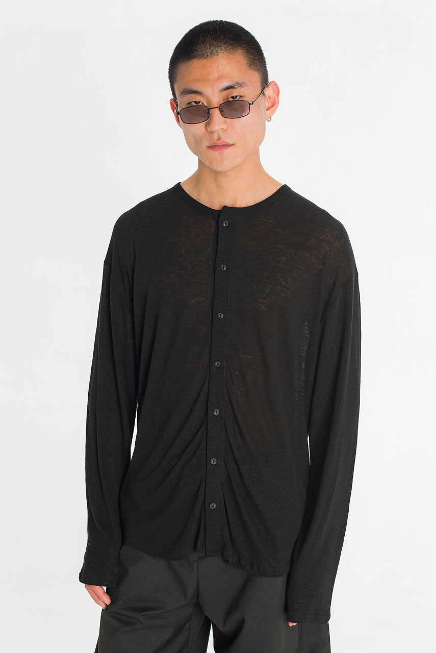 Menswear | Slub Cardi Tee, Black