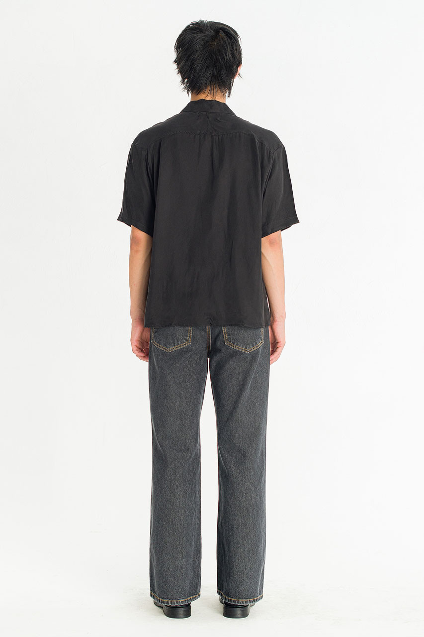 Menswear | Cupro Short Sleeve Shirt, Black