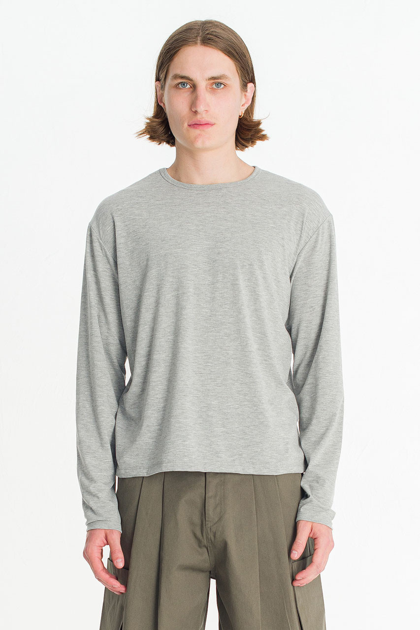 Menswear | Boat-Neck Long-Sleeve Tee, Grey