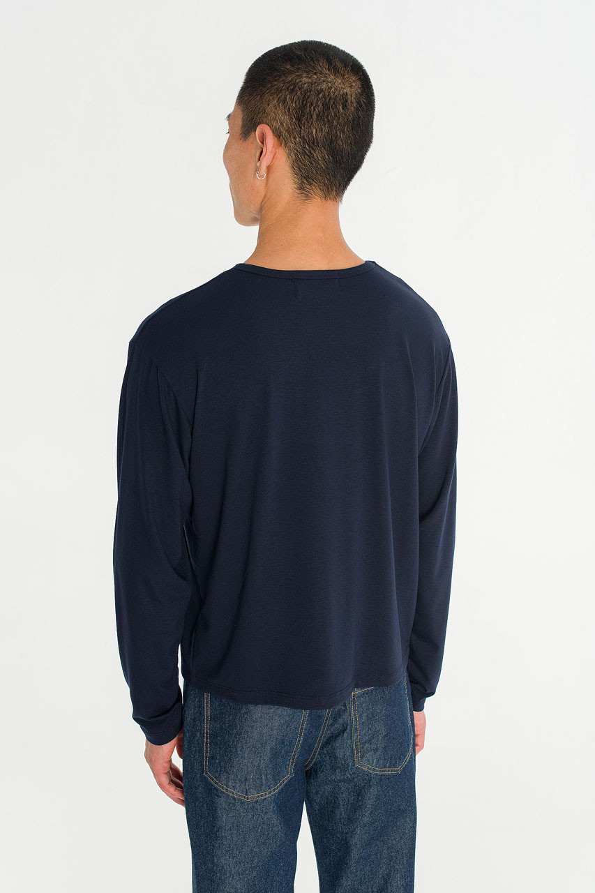 Menswear | Boat-Neck Long-Sleeve Tee, Navy