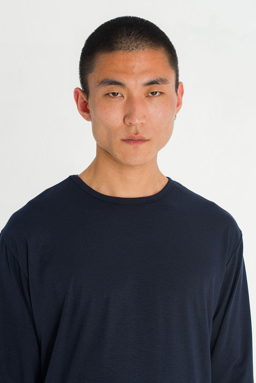 Menswear | Boat-Neck Long-Sleeve Tee, Navy
